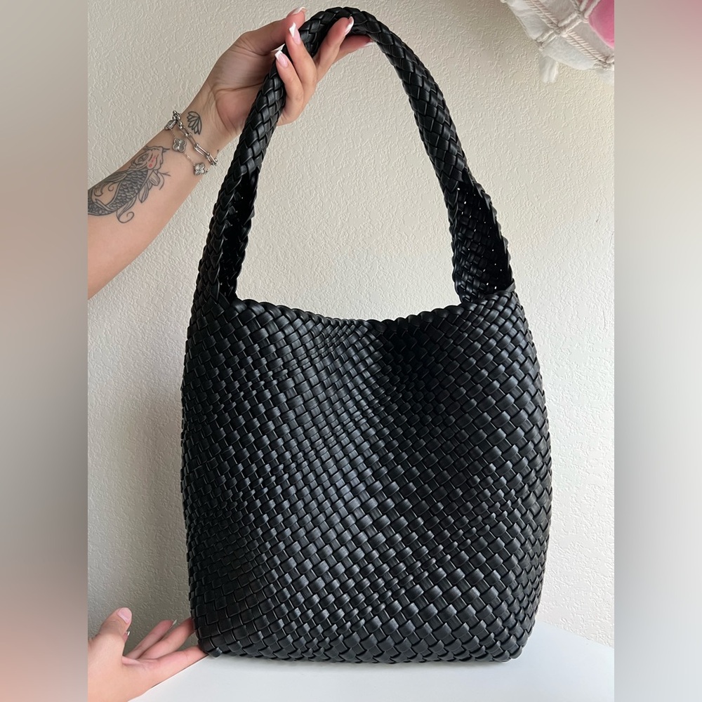 Elegant Black Woven Tote Bag